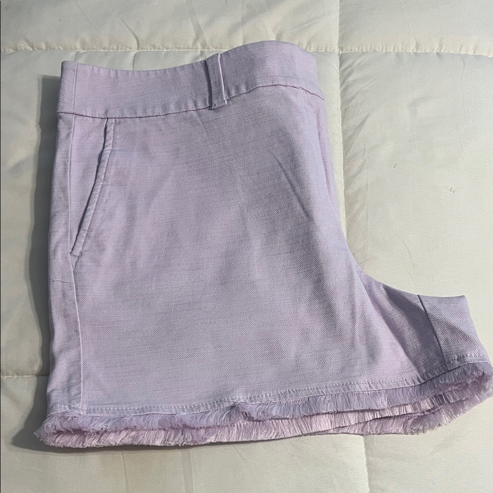 LOFT Light Purple Fringed Hem Shorts